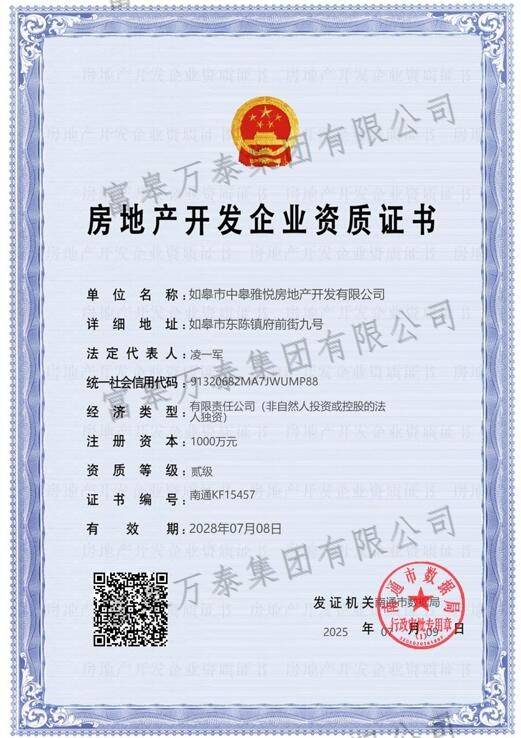 房地产开发企业资质证书